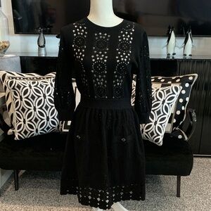 CHANEL Black Perforated Knit Dress.  Size 40. Pristine condition